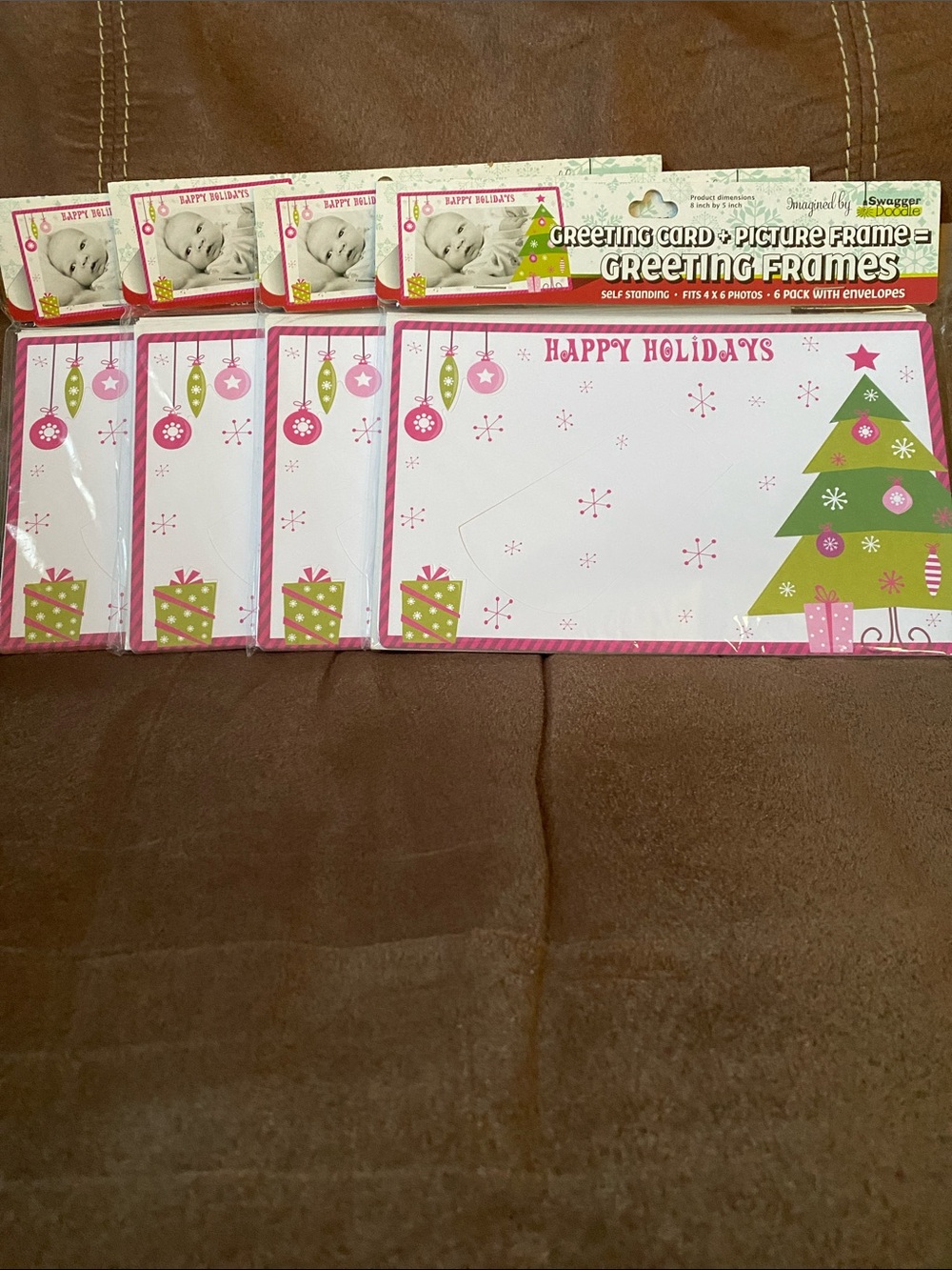 Happy Holidays Pink & Green Greeting Frames by Swagger Doodle